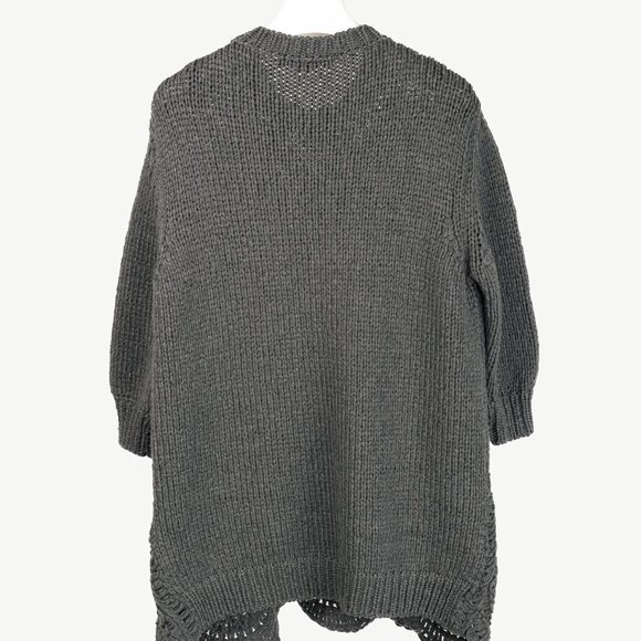 Stella McCartney Grey Oversized Crochet Trim Knit Sweater - Picture 3 of 12